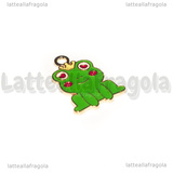 Charm Principe Ranocchio in metallo dorato smaltato 24x17mm