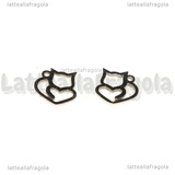 Ciondolo Gatto con Cuore in Acciaio Inox 13x12mm