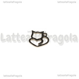Ciondolo Gatto con Cuore in Acciaio Inox 13x12mm