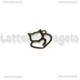 Ciondolo Gatto con Cuore in Acciaio Inox 13x12mm