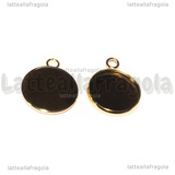 Base tonda in Acciaio dorato per cammeo 14mm