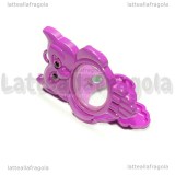Ciondolo Apribile Gufo in metallo smaltato rosa 45x33mm