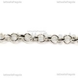 1 Metro di Catena maglie tonde 4mm in metallo silver plated