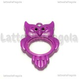 Ciondolo Apribile Gufo in metallo smaltato rosa 45x33mm