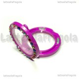 Ciondolo Apribile Tondo in metallo smaltato fucsia strass multicolor 29mm
