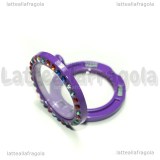 Ciondolo Apribile Tondo in metallo smaltato viola strass multicolor 29mm