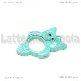 Ciondolo Apribile Gufo in metallo smaltato azzurro 45x33mm