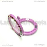 Ciondolo Apribile Tondo in metallo smaltato rosa strass multicolor 29mm