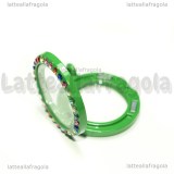 Ciondolo Apribile Tondo in metallo smaltato verde strass multicolor 29mm