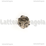 Spaziatore Fiore in Rilievo in metallo argento antico 6mm