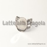 Base per anello filigranata argento antico con base ovale 18x13mm