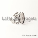 Base per anello filigranata argento antico con base ovale 18x13mm