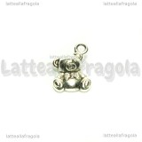 Charm Orsetto Double-face in metallo argento antico 15x11mm