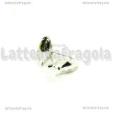 Coppia Coppette Copriperla 4 petali in metallo silver plated 13x8mm