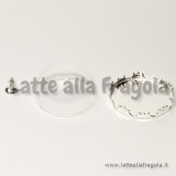 Set mezza ampolla semisfera in vetro 25mm con base merlettata Silver Plated