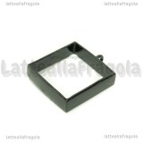 Ciondolo Bezel Cornice Quadrata in metallo smaltato nero 33x28mm