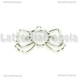 Ciondolo Bezel Fiocco in metallo argentato 36x23mm