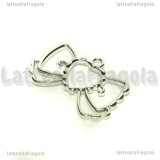Ciondolo Bezel Fiocco in metallo argentato 36x23mm