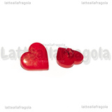 5 Bottoni Cuore in Acrilico Rosso 17x17x3mm
