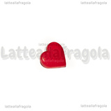 5 Bottoni Cuore in Acrilico Rosso 17x17x3mm