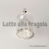 Set Campana in Vetro con base merlettata Silver Plated 38x25mm