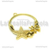 Ciondolo Bezel Cornice Marina Modello A in metallo dorato 42x35mm
