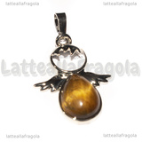 Ciondolo Angelo in Ottone argentato e Occhio di Tigre 34x25.5mm