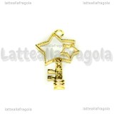 Ciondolo Bezel Chiave Stella in metallo dorato 39x24mm
