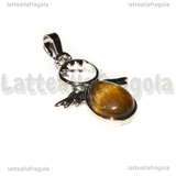 Ciondolo Angelo in Ottone argentato e Occhio di Tigre 34x25.5mm