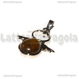 Ciondolo Angelo in Ottone argentato e Occhio di Tigre 34x25.5mm