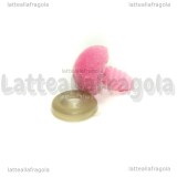 Naso per orsacchiotti a vite in plastica e tessuto floccato rosa 12x15mm