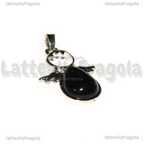 Ciondolo Angelo in Ottone argentato e Ossidiana 35x24mm