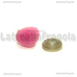 Naso per orsacchiotti a vite in plastica e tessuto floccato rosa 12x15mm