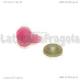 Naso per orsacchiotti a vite in plastica e tessuto floccato rosa 12x15mm