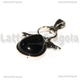 Ciondolo Angelo in Ottone argentato e Ossidiana 35x24mm