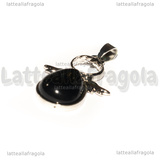 Ciondolo Angelo in Ottone argentato e Ossidiana 35x24mm
