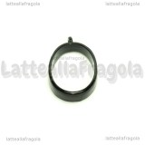 Ciondolo Bezel Cornice Ovale in metallo smaltato nero 33x21mm