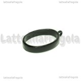 Ciondolo Bezel Cornice Ovale in metallo smaltato nero 33x21mm