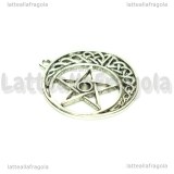 Ciondolo Luna e Pentacolo Celtico in metallo argento antico 33x30mm