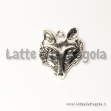 Ciondolo Testa di lupo in metallo argento antico 33x25.5mm