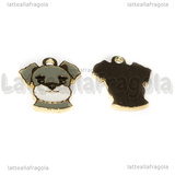 Ciondolo Cane Schnauzer in metallo dorato smaltato 18x16mm