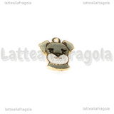 Ciondolo Cane Schnauzer in metallo dorato smaltato 18x16mm