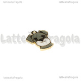 Ciondolo Cane Schnauzer in metallo dorato smaltato 18x16mm
