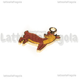 Charm Cervo in metallo smaltato dorato 22x18mm
