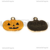Ciondolo Zucca in metallo dorato smaltato 16x18mm