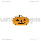 Ciondolo Zucca in metallo dorato smaltato 16x18mm