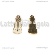 Charm Violino in metallo dorato smaltato con strass 22x8mm