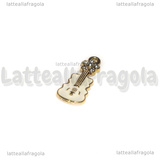 Charm Violino in metallo dorato smaltato con strass 22x8mm