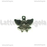 Ciondolo Angelo Custode double-face in metallo argento antico 19x19mm