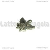 Ciondolo Angelo Custode double-face in metallo argento antico 19x19mm